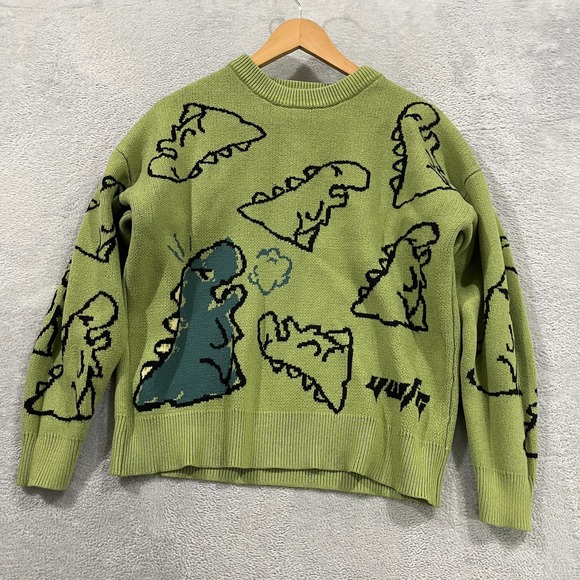 Aelfric Eden Sweater Medium Dinosaur Pullover Crewneck‎ Knit Cute Fun Vintage